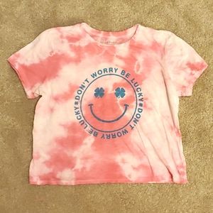 Lucky Smiley Crop Top - Tie Dye